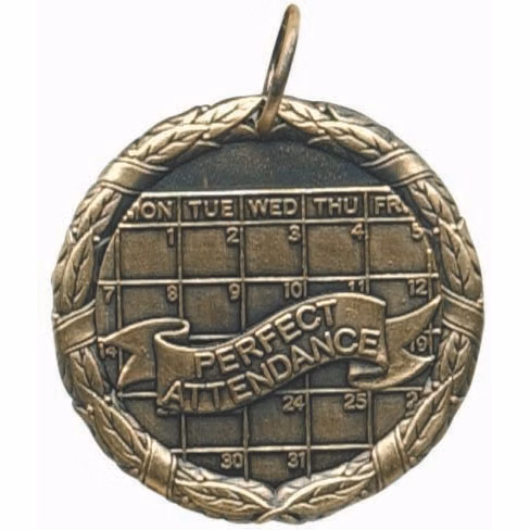 Perfect Attendance XR100 Series Medal, 1 1/4"