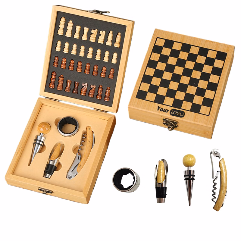 2-in-1 Chessboard Box With Internal Sake Set And Pieces