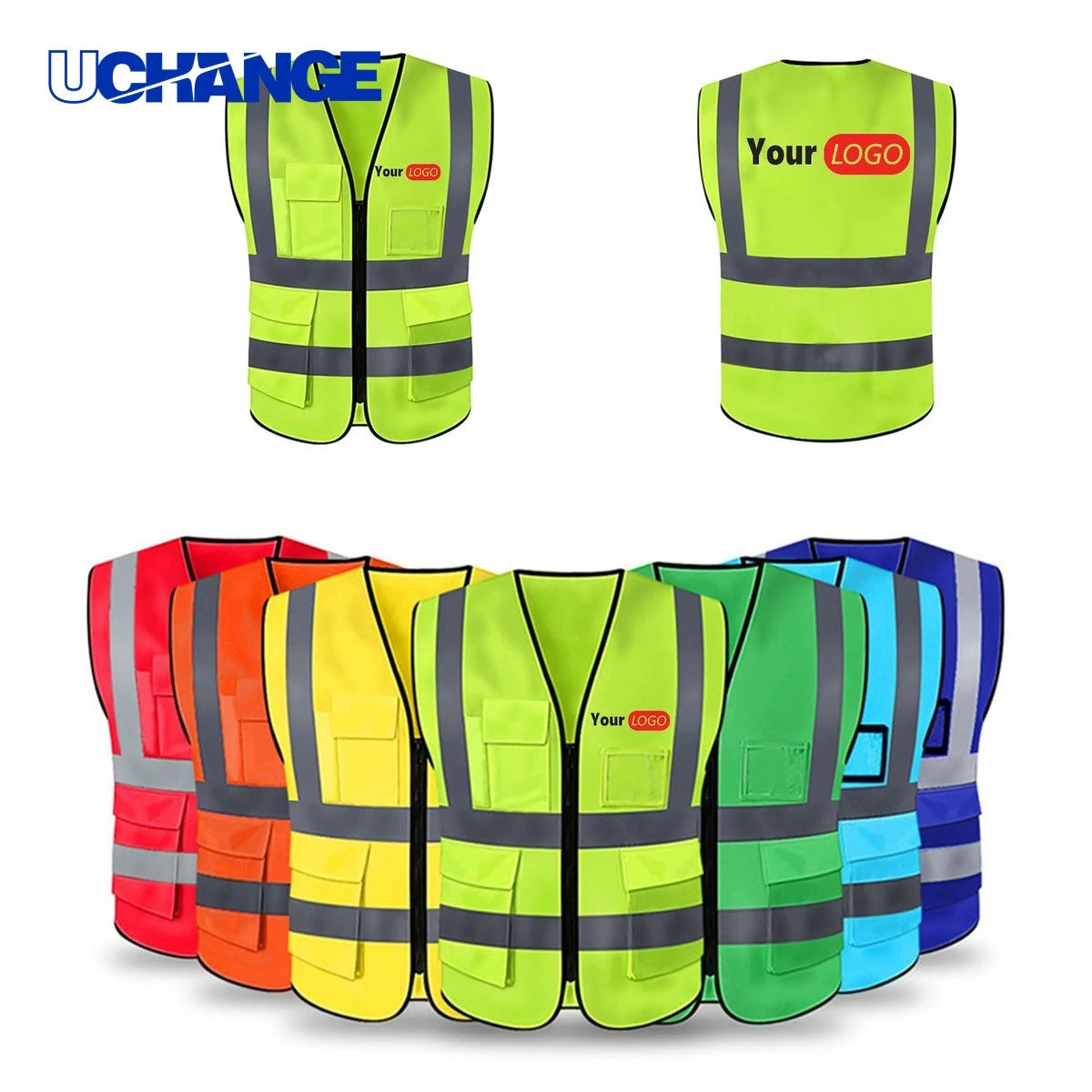 Reflective Safety Vest with Zipper Front Pockets 1