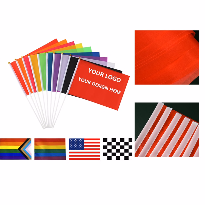 Time - Saving Full Color Custom Hand Held Stick Flag Rush Service