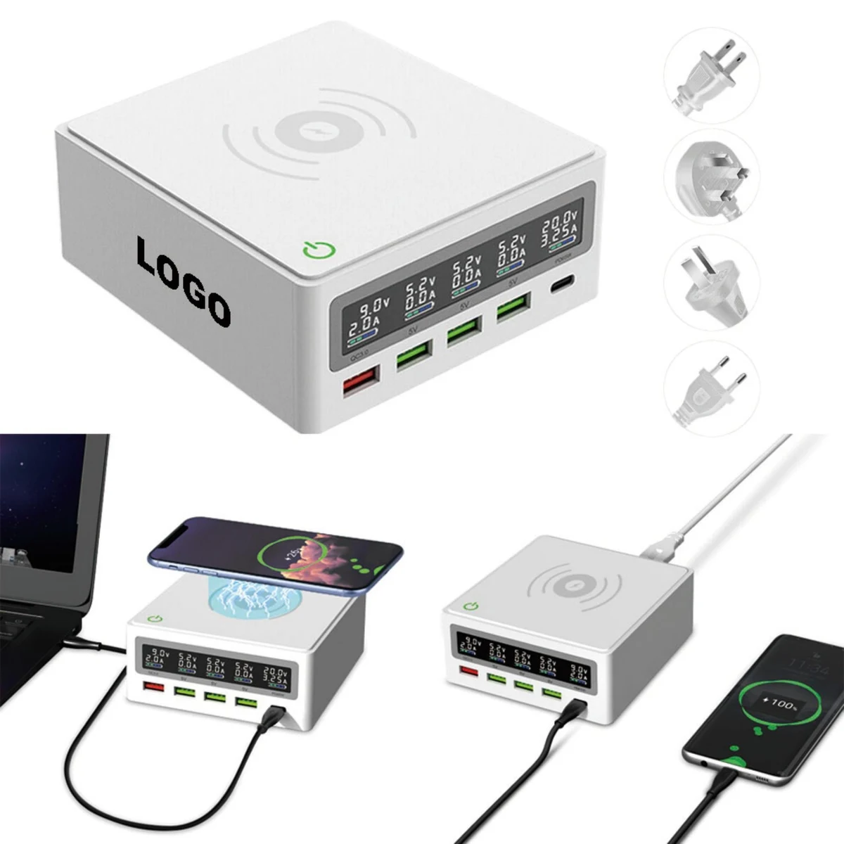 Multi-port USB Wireless Fast Charger Station 1