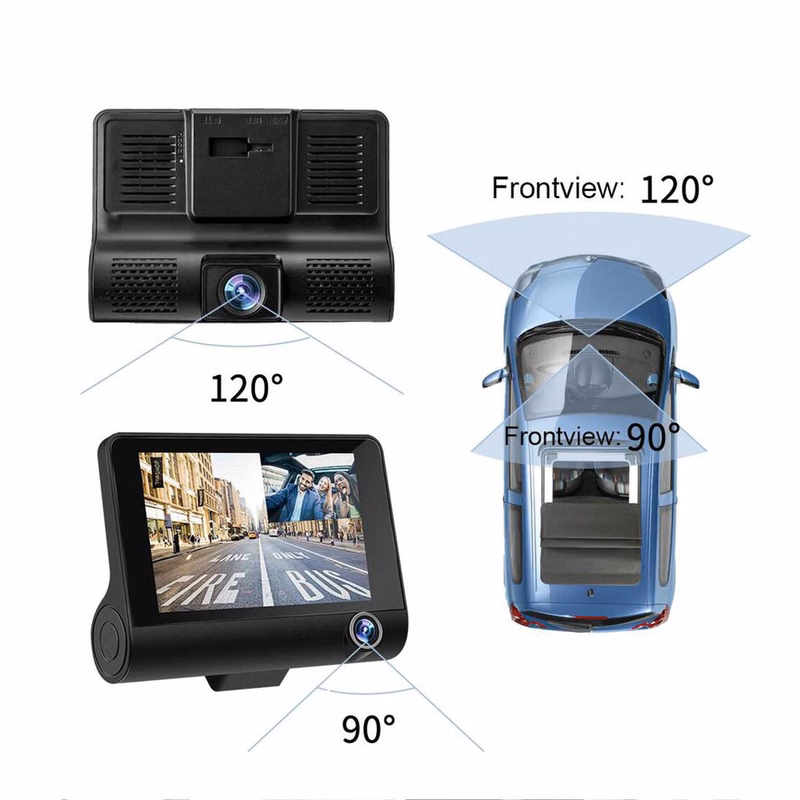 4-Inch 3 Lens 1080p HD Dash Cam Recorder