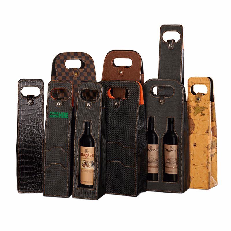 MOQ50 Stylish Wine Gift Bag for Two Bottles with Window
