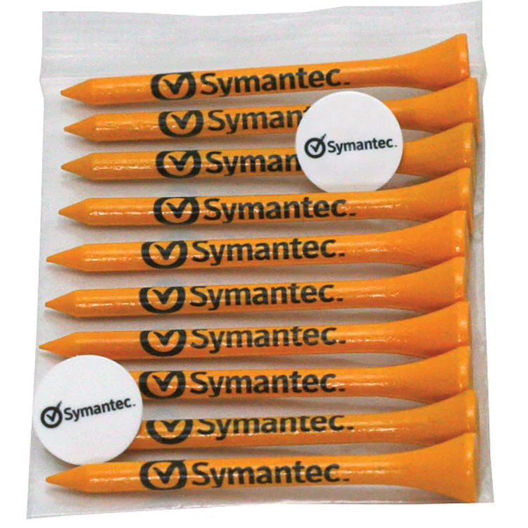Golf Tee Polybag Combo Pack with (10) 2 3/4 Inch Tees and (2) Ball Marker (1) Divot Tool 1