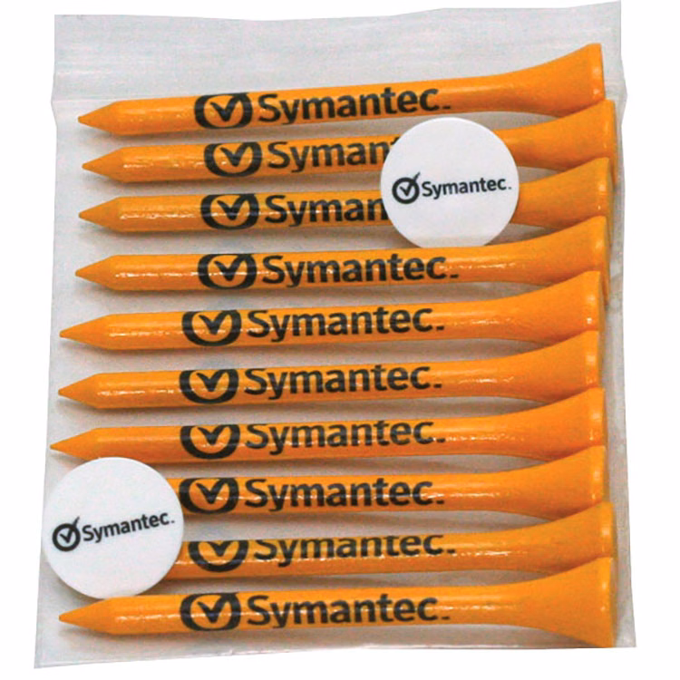 Golf Tee Polybag Combo Pack with (20) 2 3/4 Inch Tees and (2) Ball Marker (1) Divot Tool