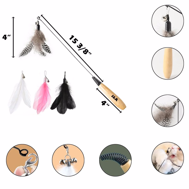 Wood Handle Cat Stick Toy for Pets
