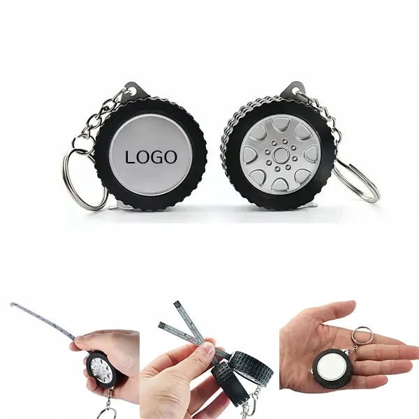 Compact Tire-Shaped Keychain Tape Measure 1