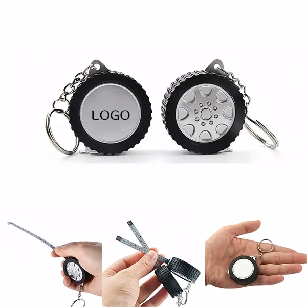 Compact Tire-Shaped Keychain Tape Measure