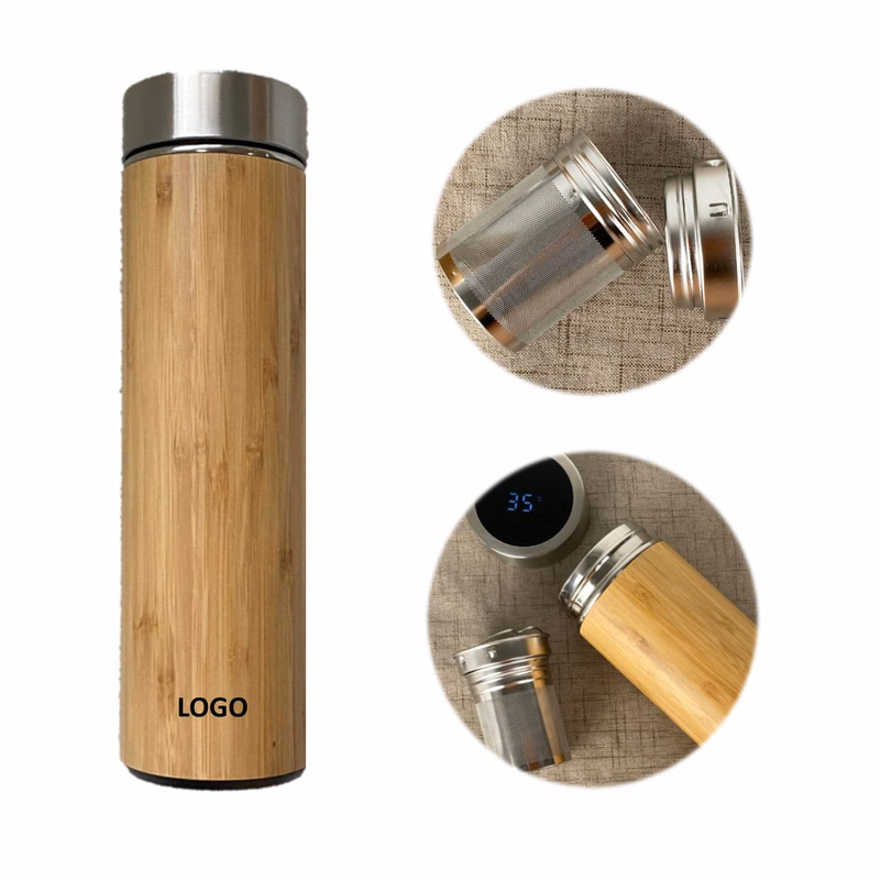 Smart Portable Bamboo Cover 14 Oz. LED Tumbler
