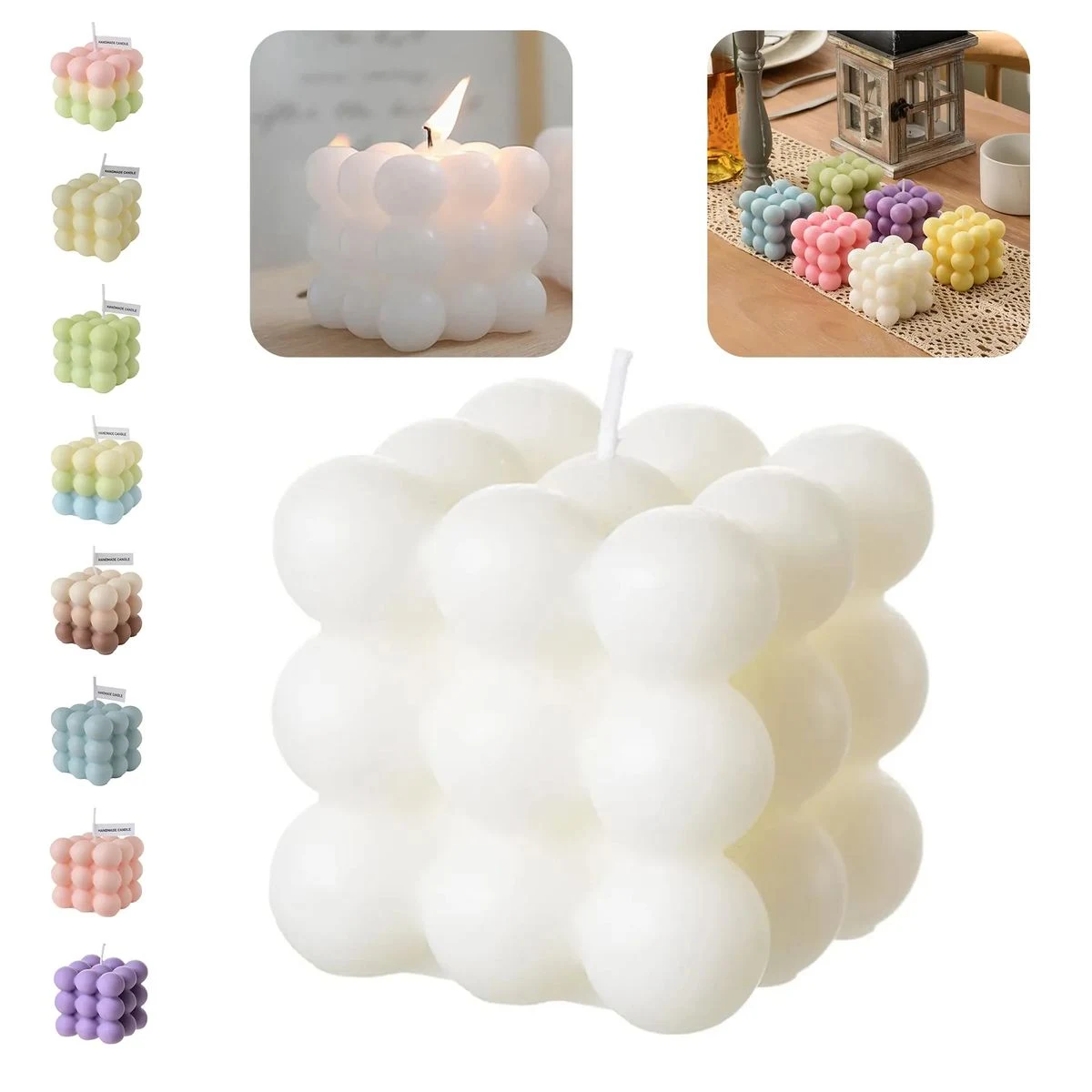 Cube Soy Wax Bubble Candles 1