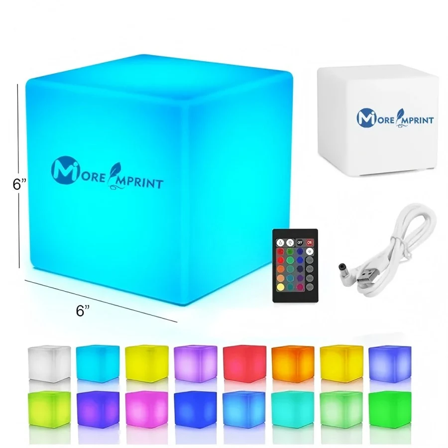 6" RGB LED Cube Light Rechargeable Waterproof Remote Control 1