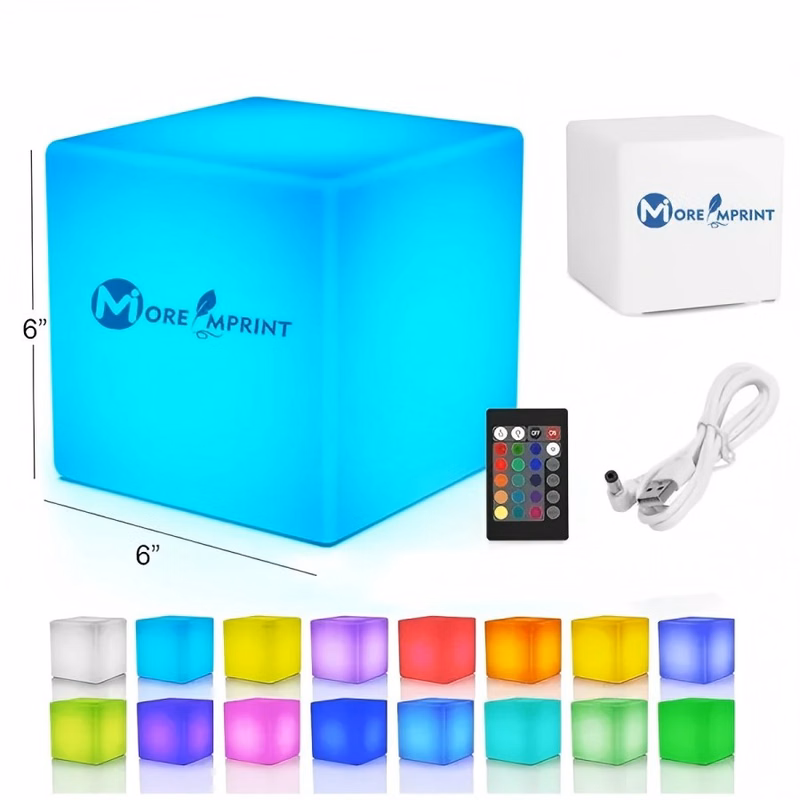 6" RGB LED Cube Light Rechargeable Waterproof Remote Control