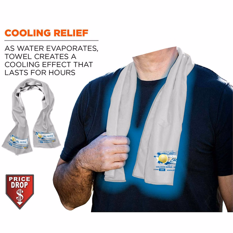 White Cooling Towel, 12"x40", with full color sublimated logos