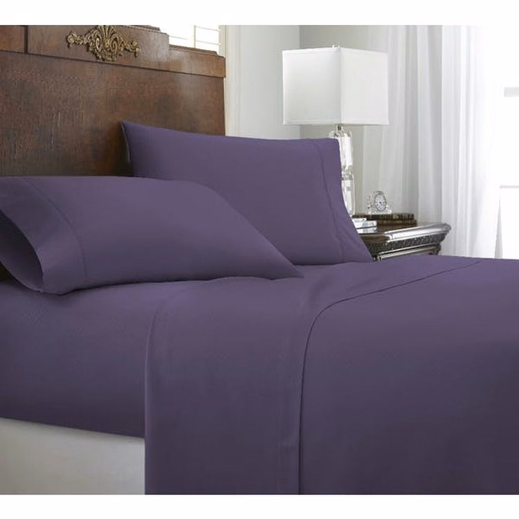 Premium Embossed Sheet Sets - Purple Chevron Design King 4 Piece