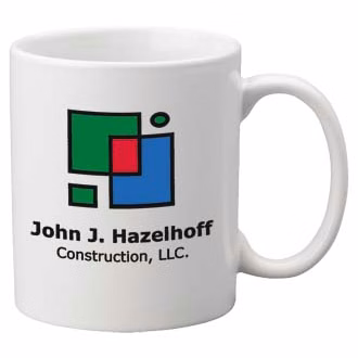 11 oz. White C-Handle Stoneware Mug - 36 STYLES-COLORS available
