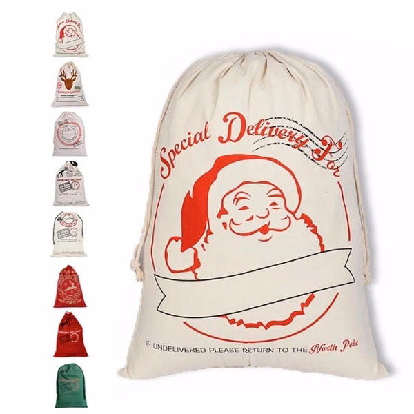 Santa Sacks Canvas Christmas Drawstring Bag