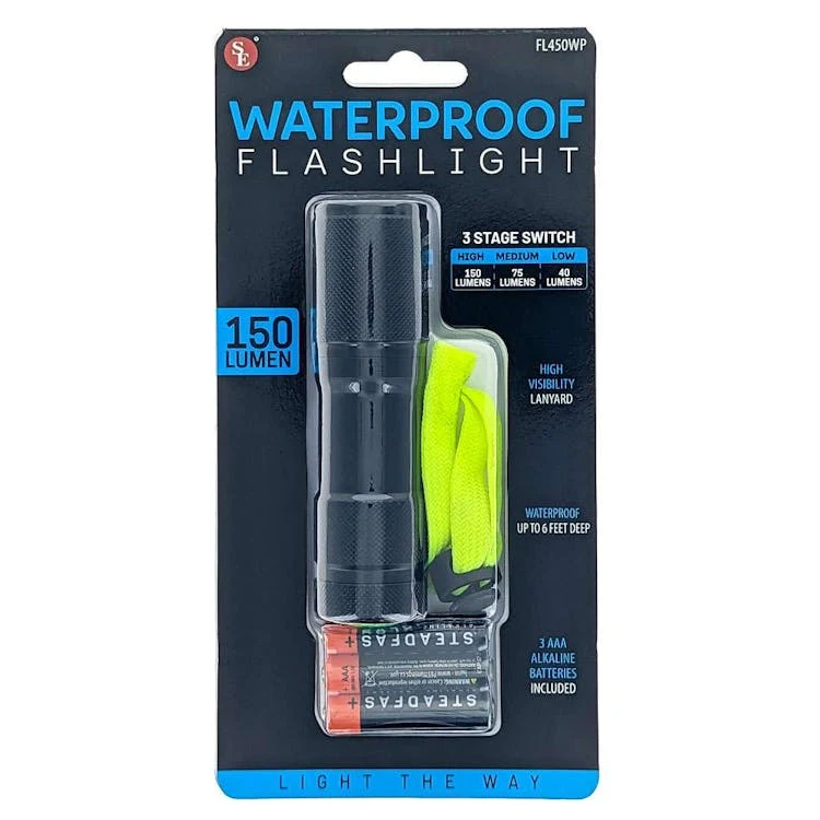 50 Lumen Black Aluminum Flashlight with Lanyard - 4" 1