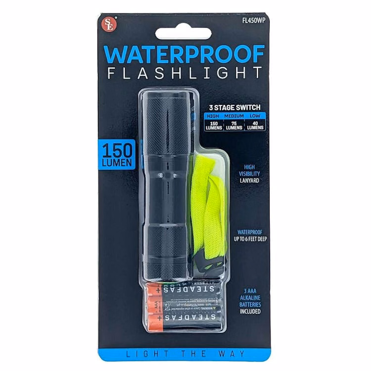 50 Lumen Black Aluminum Flashlight with Lanyard - 4"