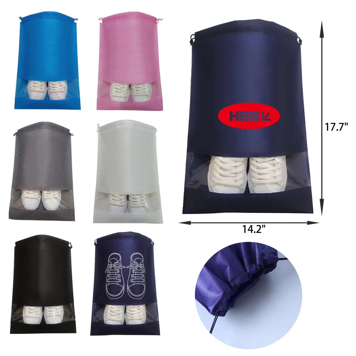 Durable Portable Drawstring Non Woven Shoe Bag 1