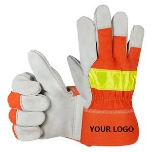 Leather Work Gloves Hi -VIS Reflective 1