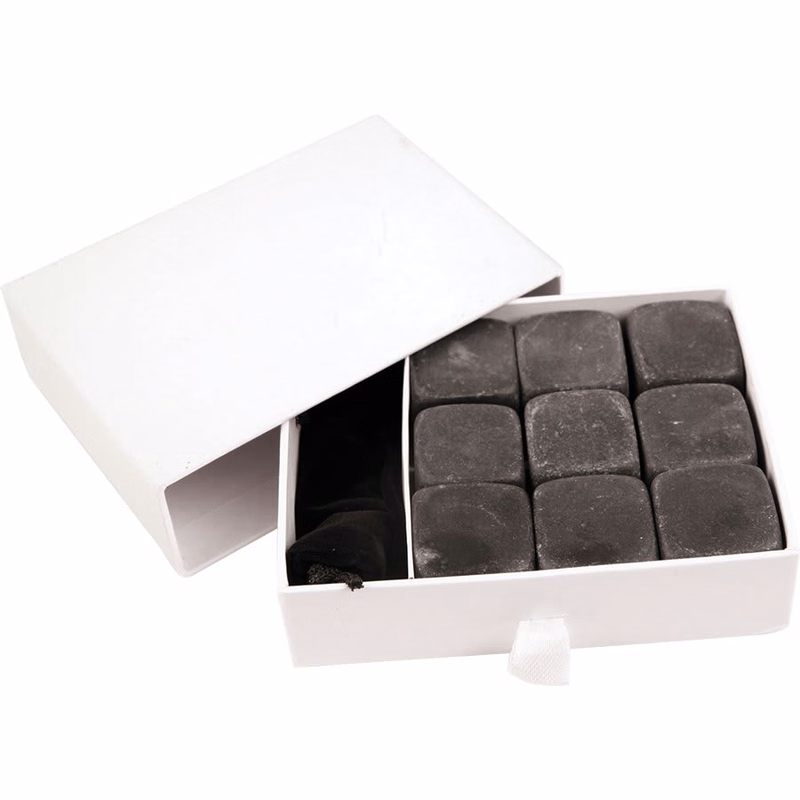1" x 1" Black/Gray 9-Piece Whiskey Stone Set