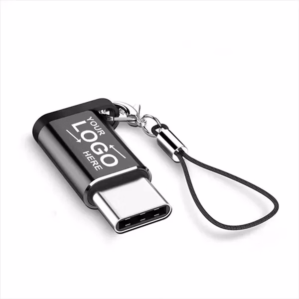 Custom Metal Android to Type-C USB Adapter Keychain — Mobile Charging Converter