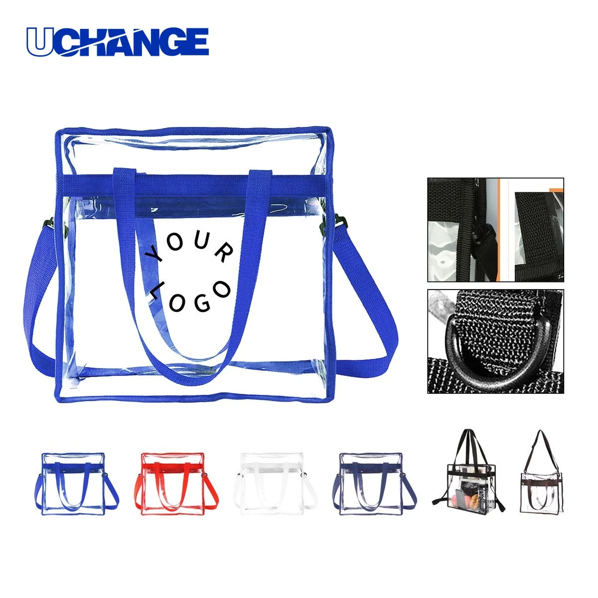 PVC Clear Tote Bag Carrier with Zipper Closure and Long Straps 1