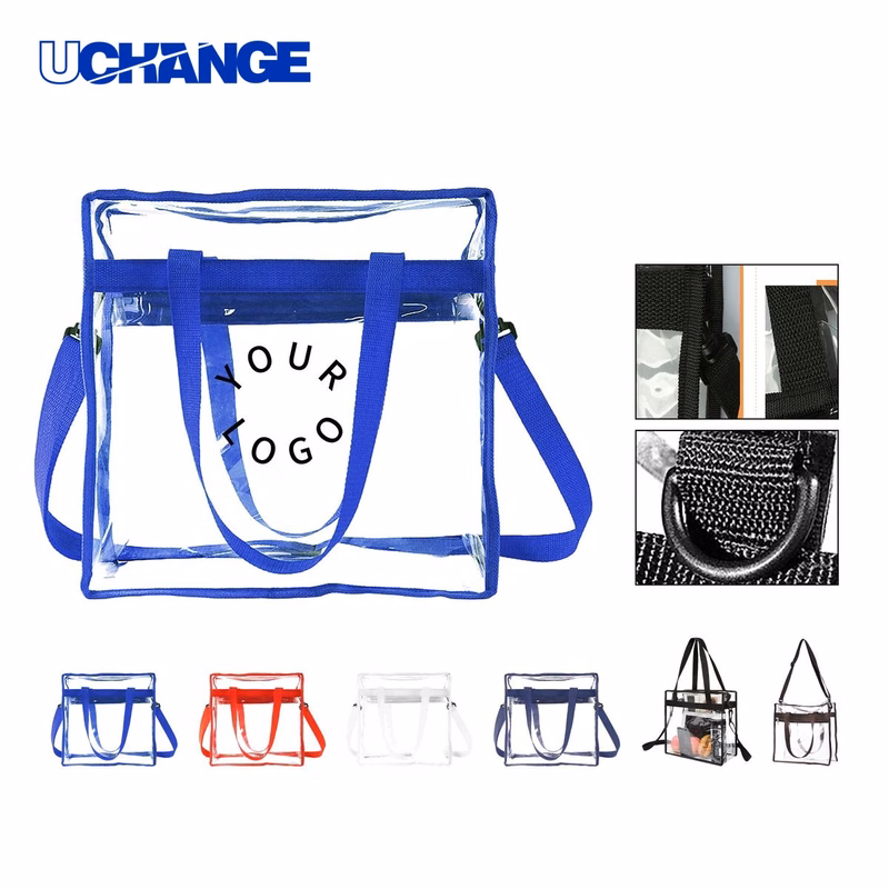 PVC Clear Tote Bag Carrier with Zipper Closure and Long Straps