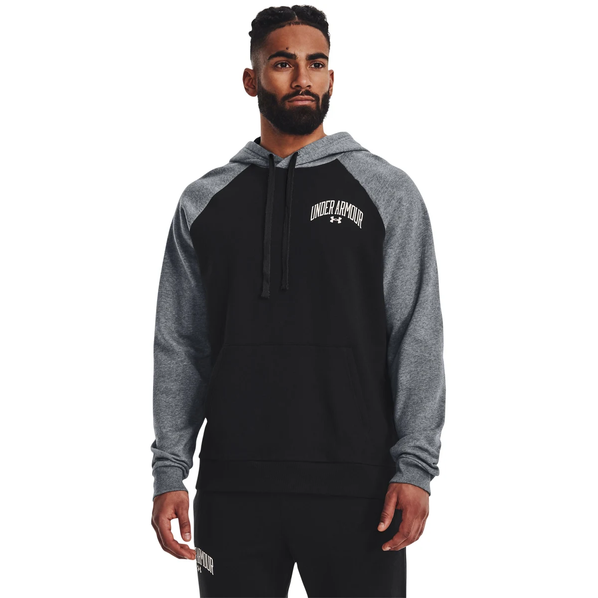 UA Rival Fleece Wordmark Colorblock Men's Hoodie, custom hoodie or sweatshirt with logo imprint 1