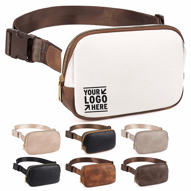 Women Trendy Fanny Pack Crossbody Belt PU Leather Waist Bag With Adjustable Strap