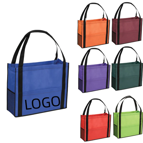 Non-Woven Tote Bag W/ Side Mesh Pocket 1