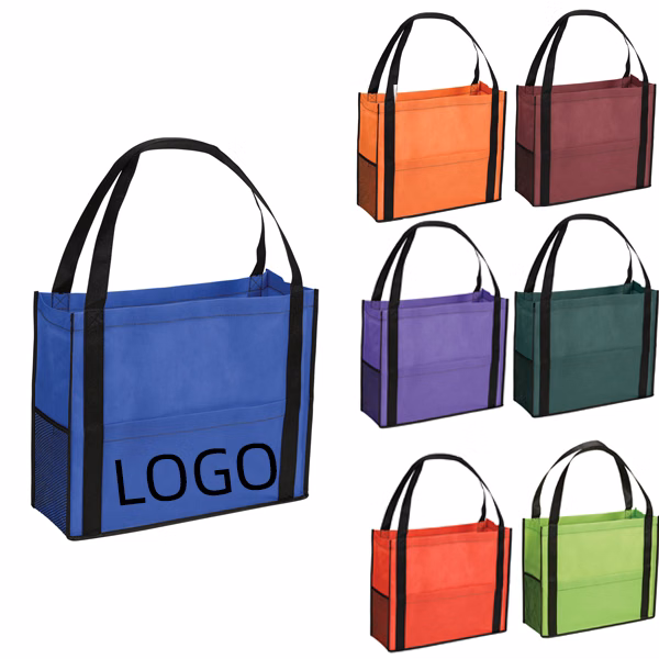 Non-Woven Tote Bag W/ Side Mesh Pocket