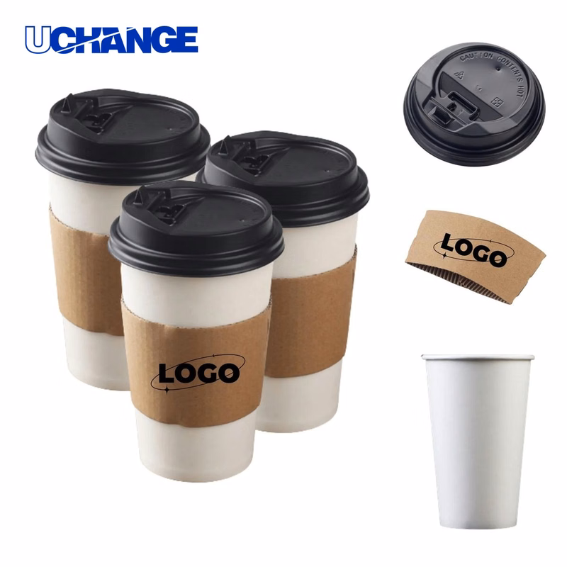 Disposable Coffee Cup Container with Dome Lid (16oz)