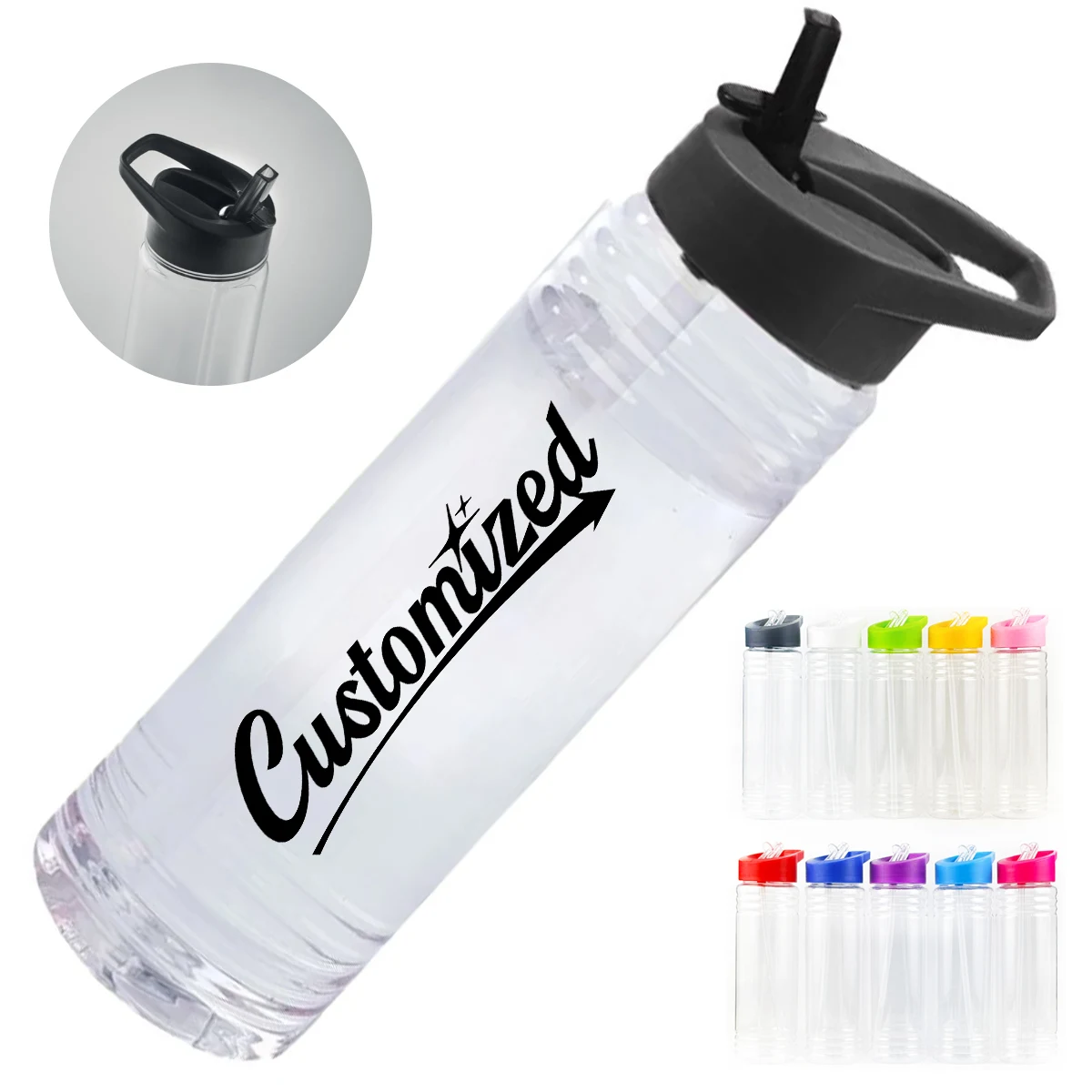 23Oz. Clear Sports Water Bottle with Flip Straw Lid 1