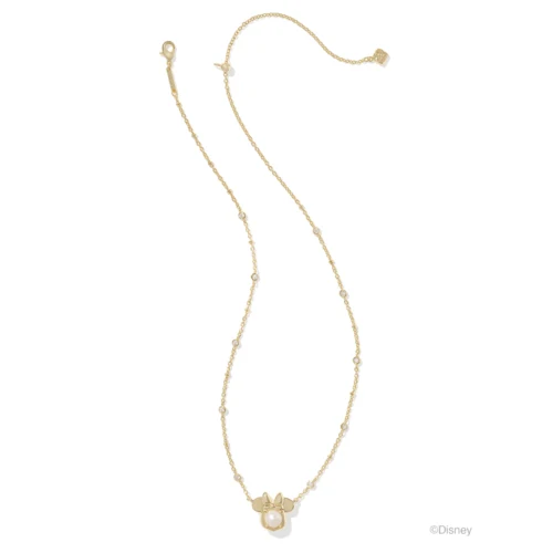 Kendra Scott Disney Gold Minnie Mouse Short Pendant Necklace in Freshwater Cultured Pearl 1