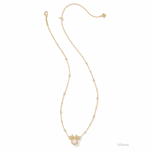 Kendra Scott Disney Gold Minnie Mouse Short Pendant Necklace in Freshwater Cultured Pearl