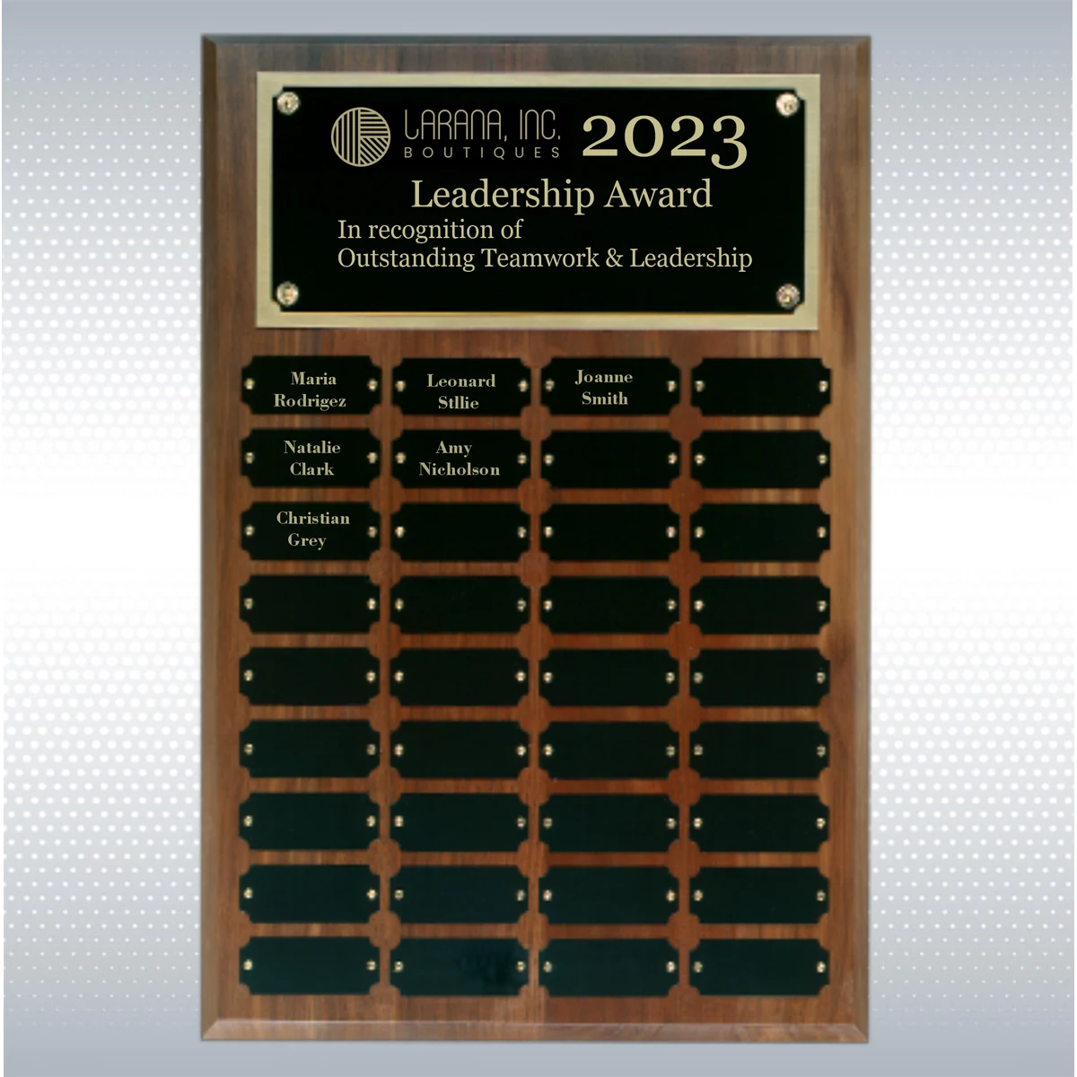 Step Edge Genuine Walnut 36 Plate Perpetual Plaque (12" x 18'') 1