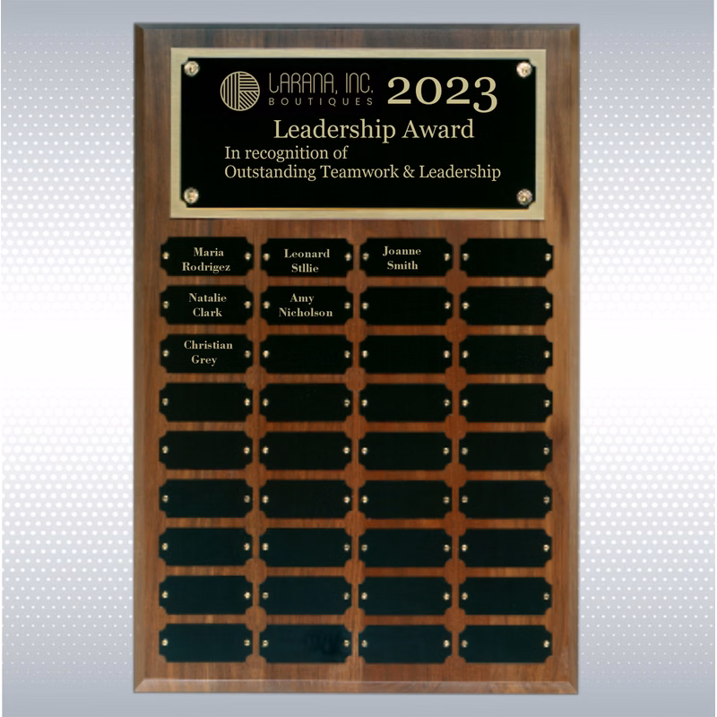 Step Edge Genuine Walnut 36 Plate Perpetual Plaque (12" x 18'')