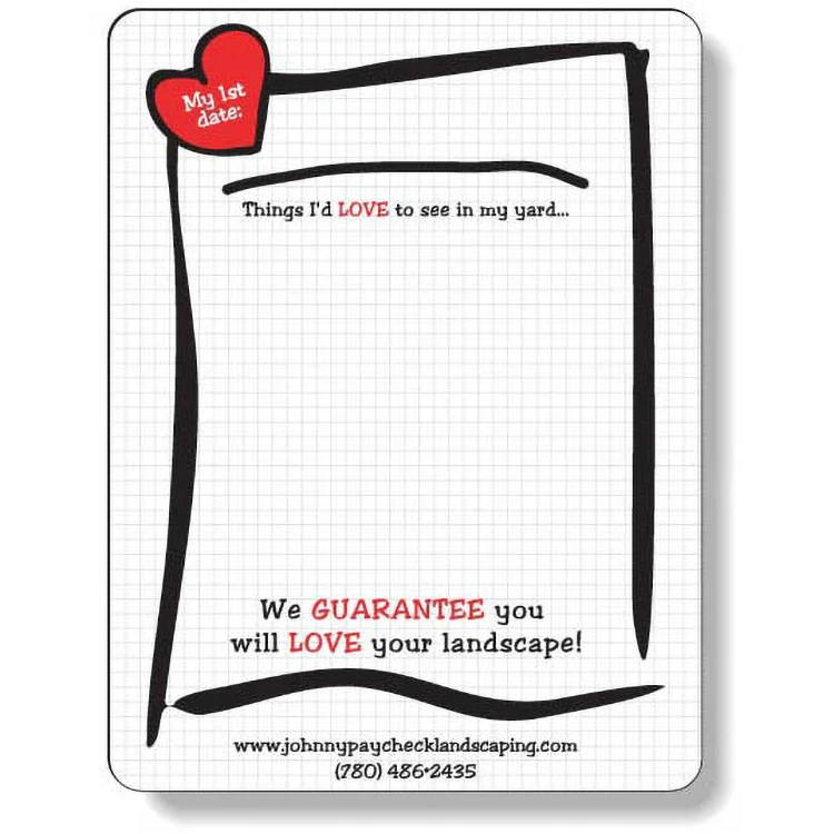 Full Magnetic Back Memo Board, Rectangle 5.5"x7.25" Round Corners, Spot Colour Screen-Printed 1