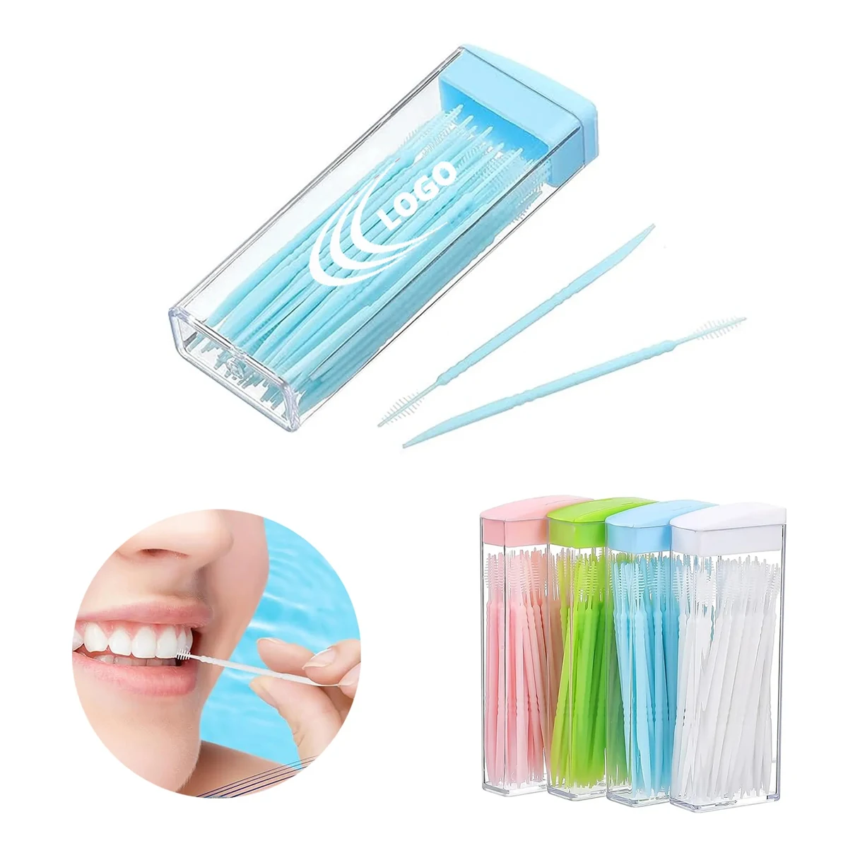 50pcs/Box Double Head Dental Floss Interdental Toothpick 1
