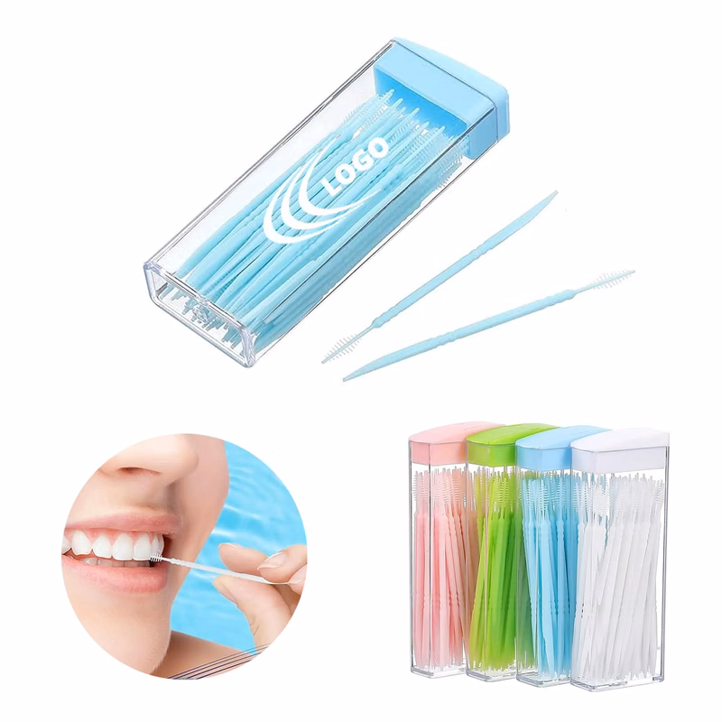 50pcs/Box Double Head Dental Floss Interdental Toothpick