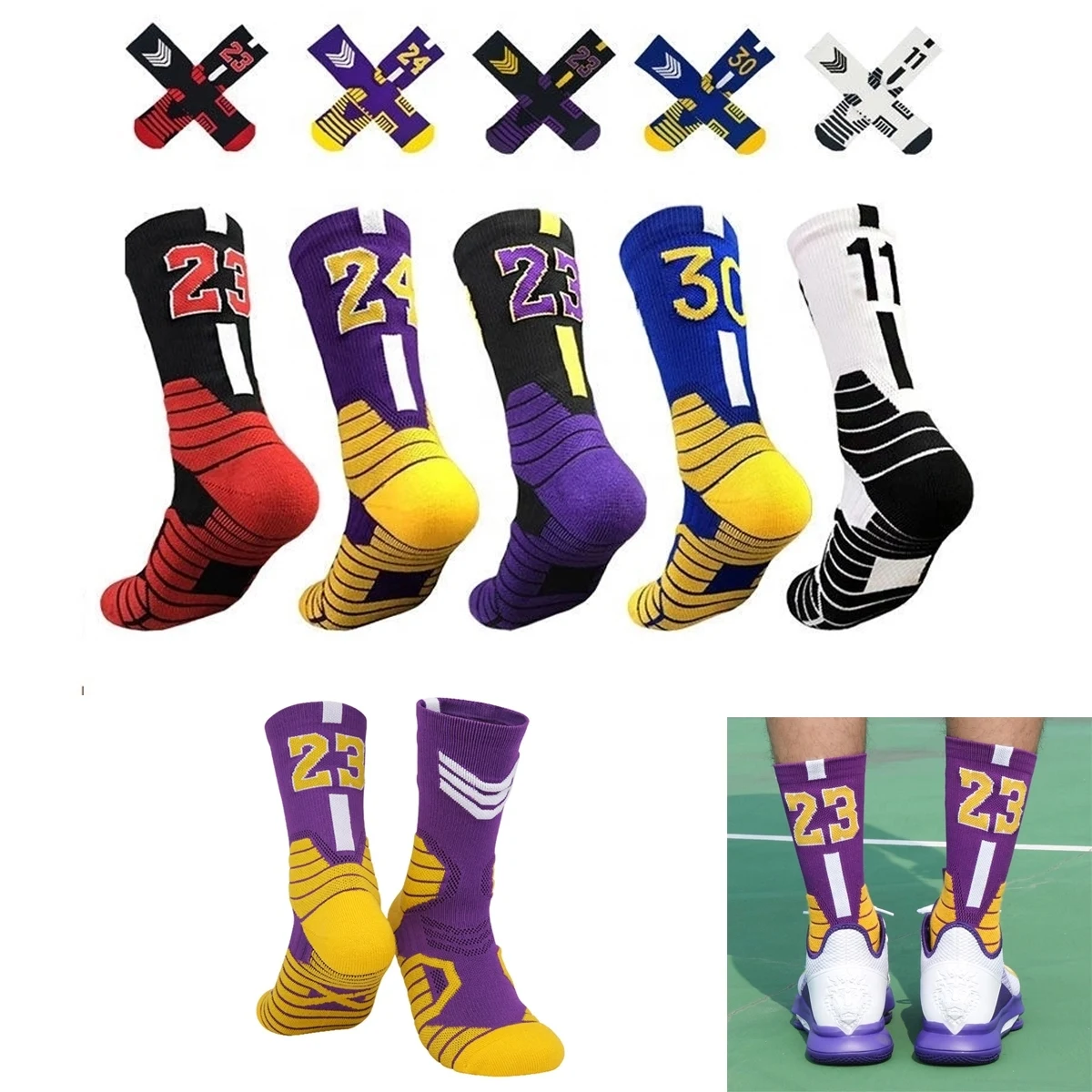 Athletic Sports Crew Socks With 3D Ankle Protection 1