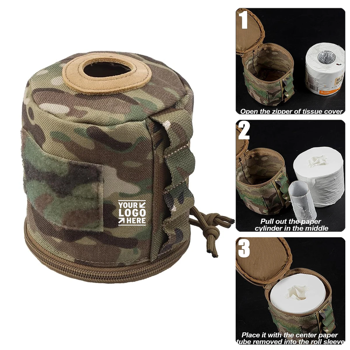 Foldable Tactical Toilet Paper Holder Waterproof Portable Mount Webbing Cat Proof Roll Storage Bag
1