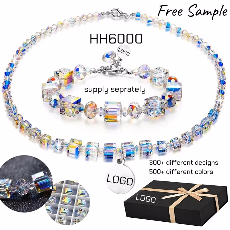 Beaded Crystal Necklace and Bracelet Jewelry Gift Set