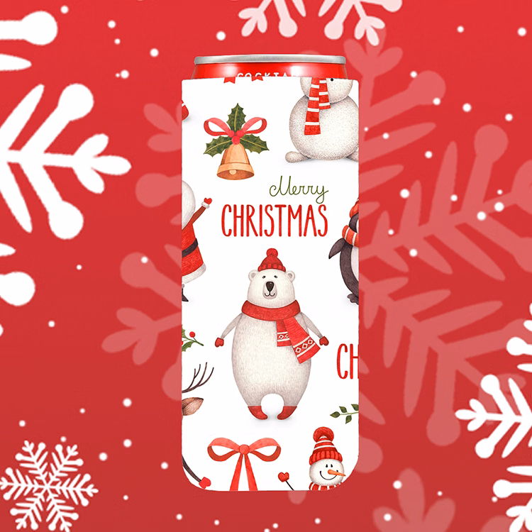 Christmas Neoprene Slim Can Coolers
