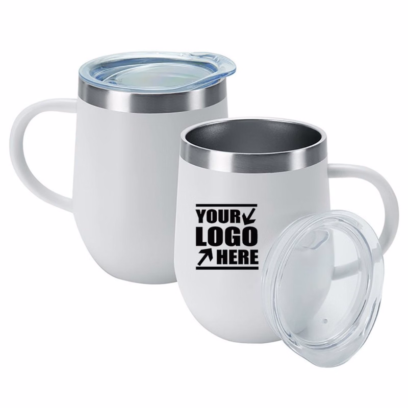 12 oz Color Customized Stainless Steel Travel Eggshell Cup with handle