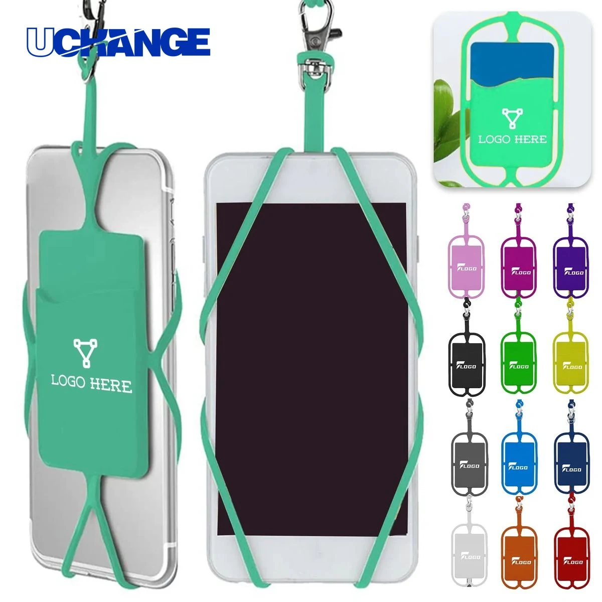 Silicone Card Slot Phone Holder with Lanyard 1