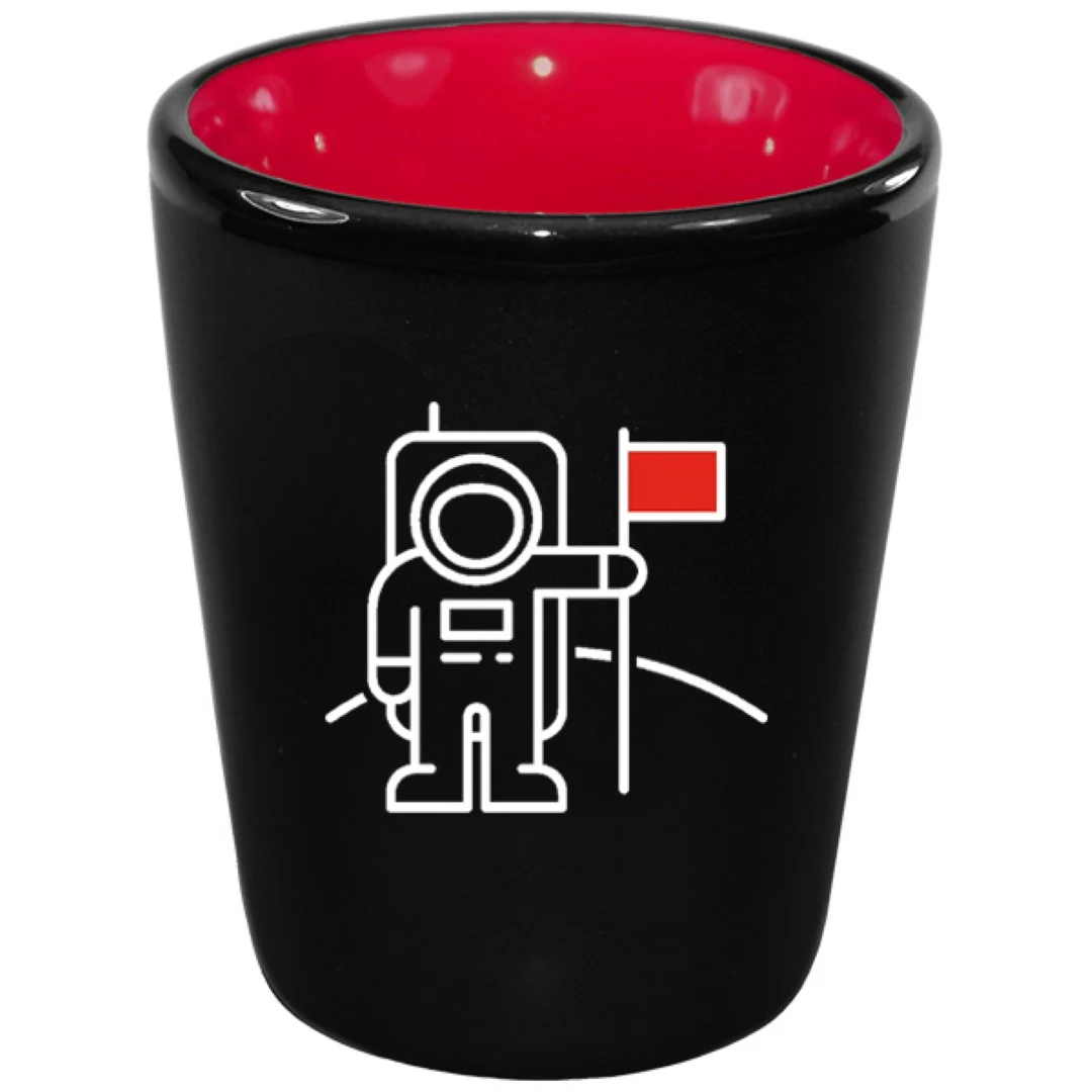 1.5 oz Hilo Red IN Ceramic Shot - Black Matte OUT 1