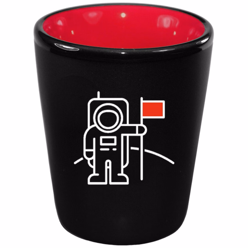 1.5 oz Hilo Red IN Ceramic Shot - Black Matte OUT