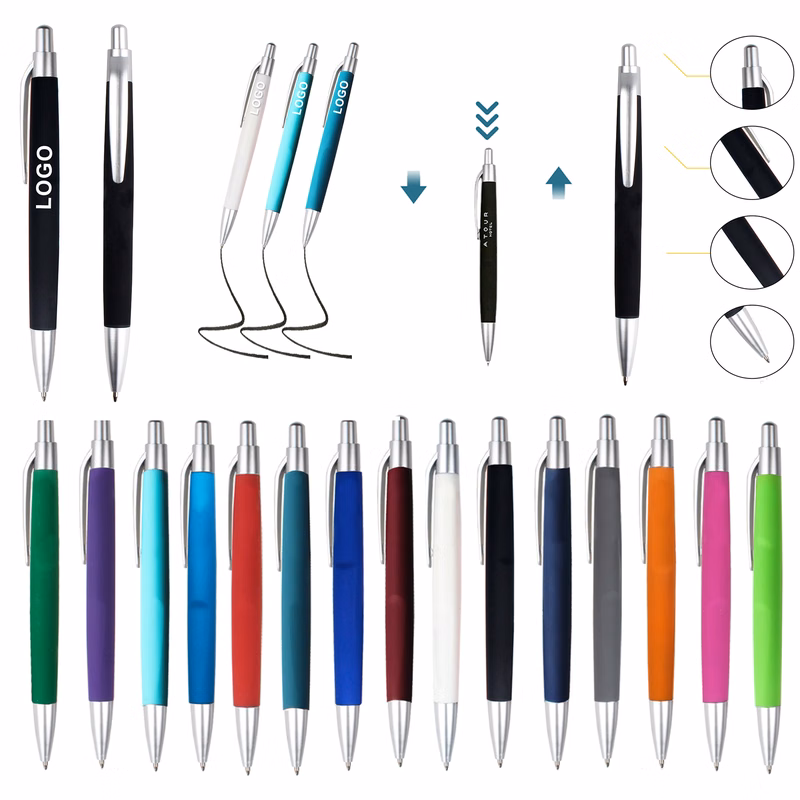 Varied Color Soft Grip Ballpoint Stylus Ball Pen